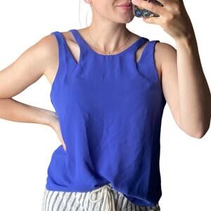 Olivaceous M Blue Purple Double Strap Cutout Open Back Tank Top Blouse